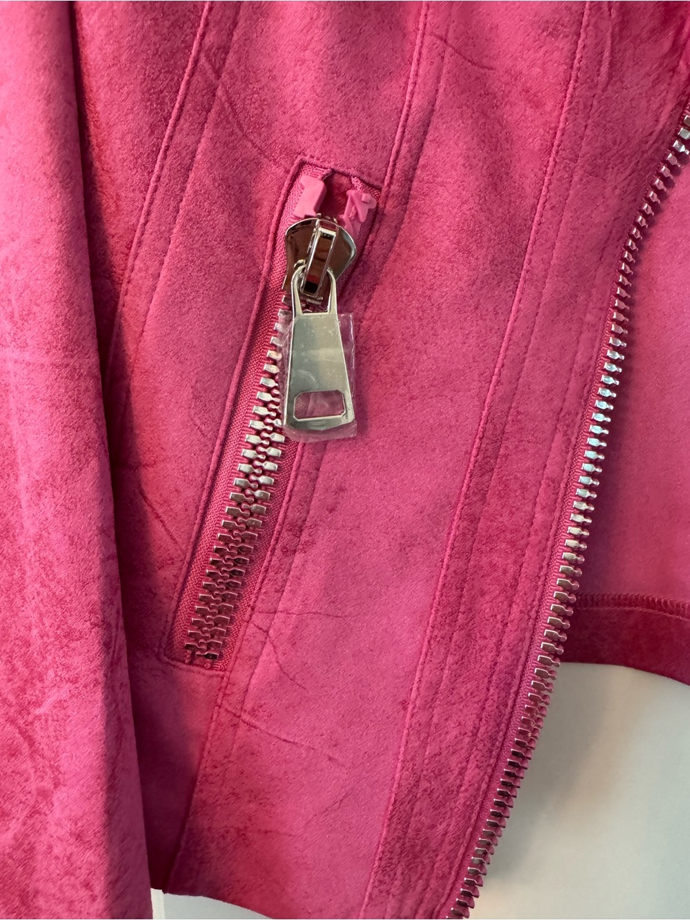 CHARLIE B Fuchsia Faux Suede Moto Jacket - Picture 3 of 7